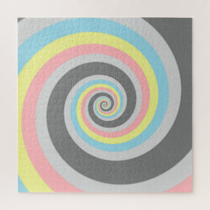 Trippy Groovy Spiral Abstract Demiflux Pride Flag Jigsaw Puzzle