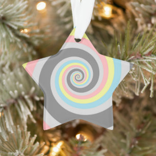 Trippy Groovy Spiral Abstract Demiflux Pride Flag Ornament
