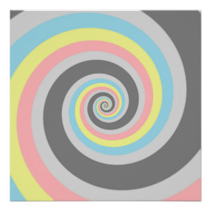 Trippy Groovy Spiral Abstract Demiflux Pride Flag Poster
