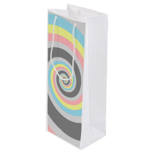 Trippy Groovy Spiral Abstract Demiflux Pride Flag Wine Gift Bag