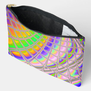 Trippy Groovy Vibrant Abstract Digital Fractal Art Accessory Pouch