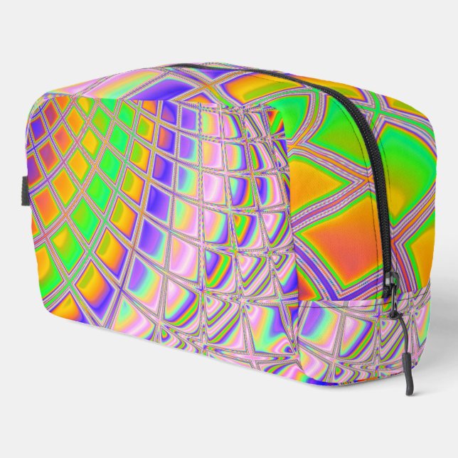 Trippy Groovy Vibrant Abstract Digital Fractal Art Dopp Kit (Right Corner)
