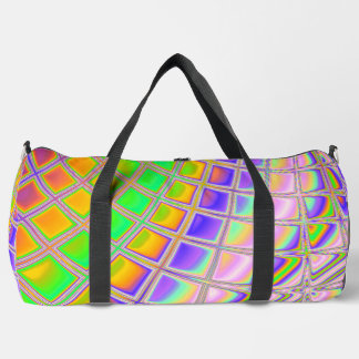 Trippy Groovy Vibrant Abstract Digital Fractal Art Duffle Bag