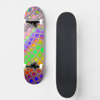 Trippy Groovy Vibrant Abstract Digital Fractal Art Skateboard