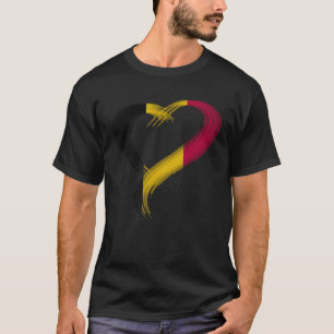 Trippy heart I love Belgium flag Edm raves techo T-Shirt