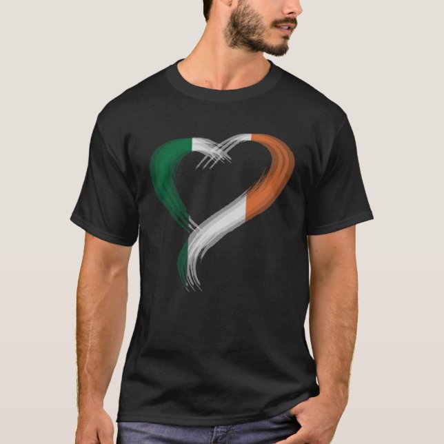 Trippy heart I love Ireland flag Edm raves techno T-Shirt (Front)