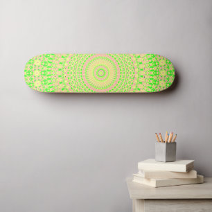 Trippy Hippie Colourful Eclectic Maximalist Mandal Skateboard