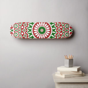 Trippy Hippie Groovy Boho Funky Christmas Mandala Skateboard