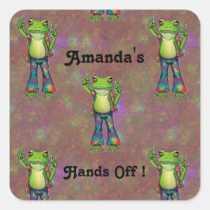 Trippy Hippie Psychedelic Frog Peace Retro Custom Square Sticker