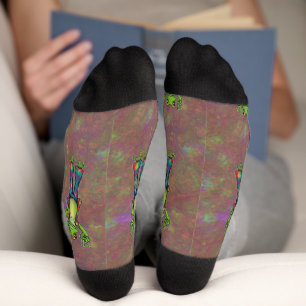 Trippy Hippie Psychedelic Frog Peace Retro Unique Socks