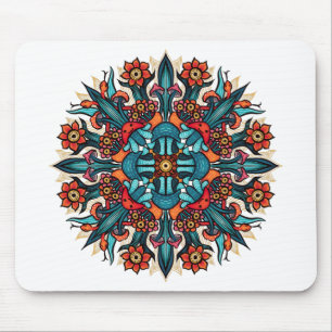 Trippy hippie psychedelic groovy mushroom mandala mouse mat