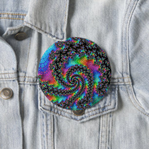 Trippy Hippie Psychedelic Rainbow Spiral Fractal 10 Cm Round Badge