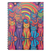 Trippy Hippy Cats Vivid Color Psychedelic