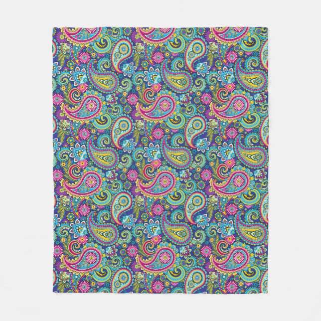 Trippy Hippy Paisley Fleece Blanket (Front)
