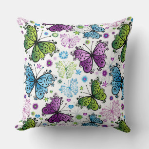 Trippy Hippy Retro Butterfly Cushion