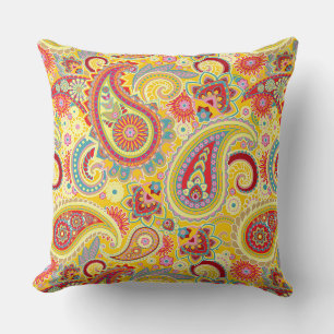 Trippy Hippy Retro Paisley Cushion