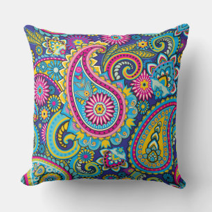 Trippy Hippy Retro Paisley Cushion