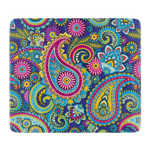 Trippy Hippy Retro Paisley Cutting Board (Front)