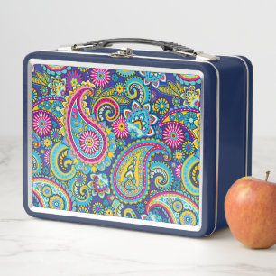 Trippy Hippy Retro Paisley Metal Lunch Box