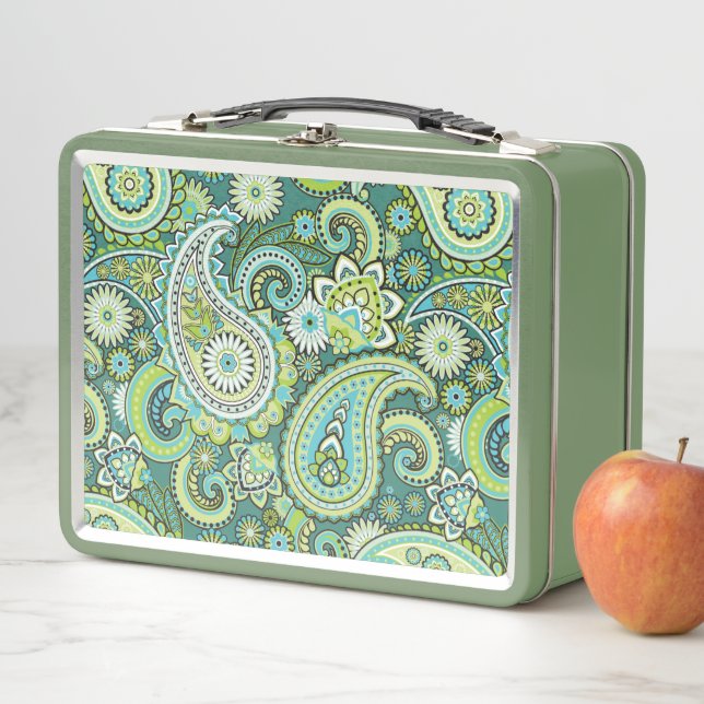 Trippy Hippy Retro Paisley Metal Lunch Box (In Situ)