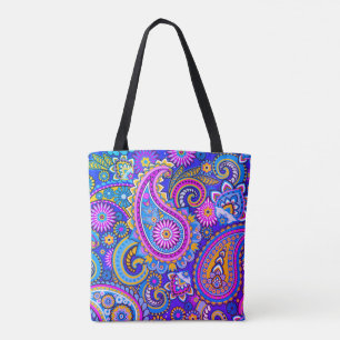 Trippy Hippy Retro Paisley Tote Bag