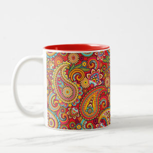 Trippy Hippy Retro Paisley Two-Tone Coffee Mug