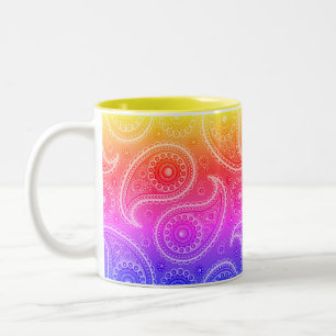 Trippy Hippy Retro Paisley Two-Tone Coffee Mug