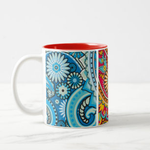 Trippy Hippy Retro Paisley Two-Tone Coffee Mug
