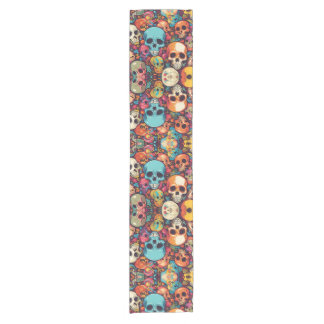 Trippy Hippy Skull Colorful Patterned Psychedelic Short Table Runner