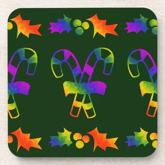 Trippy Holly Canes Coaster (Front)