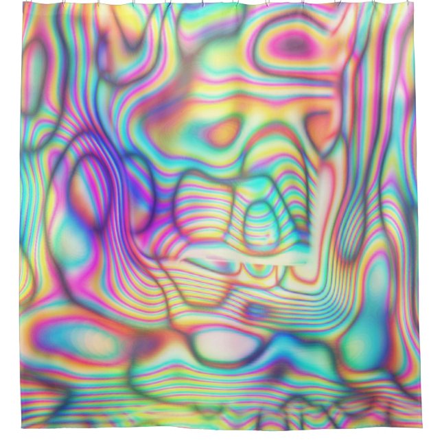  Trippy Holo | Holographic Print Shower Curtain (Front)