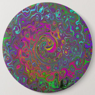 Trippy Hot Pink Abstract Retro Liquid Swirl 6 Cm Round Badge