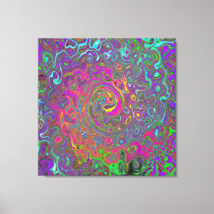 Trippy Hot Pink Abstract Retro Liquid Swirl Canvas Print