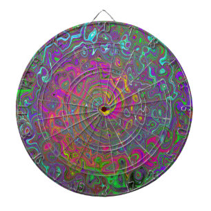 Trippy Hot Pink Abstract Retro Liquid Swirl Dartboard