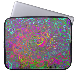Trippy Hot Pink Abstract Retro Liquid Swirl Laptop Sleeve