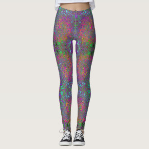 Trippy Hot Pink Abstract Retro Liquid Swirl Leggings