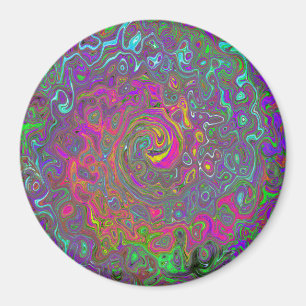 Trippy Hot Pink Abstract Retro Liquid Swirl Magnet