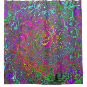 Trippy Hot Pink Abstract Retro Liquid Swirl Shower Curtain