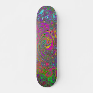 Trippy Hot Pink Abstract Retro Liquid Swirl Skateboard