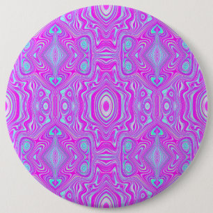 Trippy Hot Pink and Aqua Blue Abstract Pattern 6 Cm Round Badge