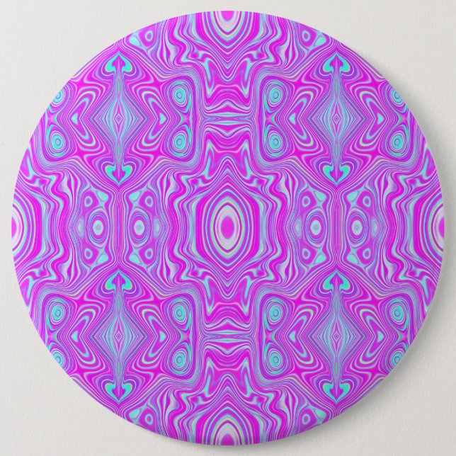 Trippy Hot Pink and Aqua Blue Abstract Pattern 6 Cm Round Badge (Front)