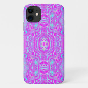 Trippy Hot Pink and Aqua Blue Abstract Pattern iPhone 11 Case