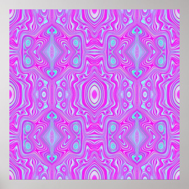 Trippy Hot Pink and Aqua Blue Abstract Pattern Poster (Front)