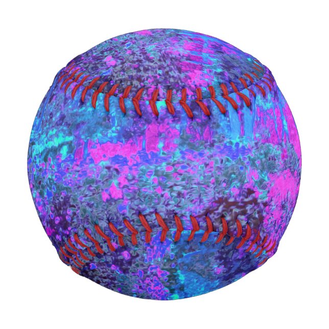 Trippy Hot Pink and Blue Impressionistic Landscape Baseball (Front)
