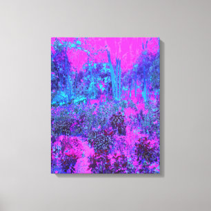 Trippy Hot Pink and Blue Impressionistic Landscape Canvas Print