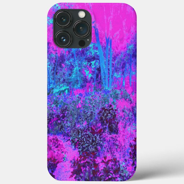 Trippy Hot Pink and Blue Impressionistic Landscape Case-Mate iPhone Case (Back)