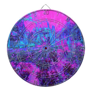 Trippy Hot Pink and Blue Impressionistic Landscape Dartboard