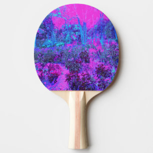 Trippy Hot Pink and Blue Impressionistic Landscape Ping Pong Paddle
