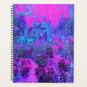 Trippy Hot Pink and Blue Impressionistic Landscape Planner