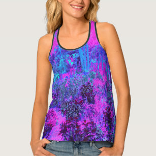 Trippy Hot Pink and Blue Impressionistic Landscape Tank Top
